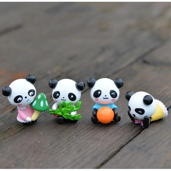 4Pcs/set Cartoon Panda Animal Miniatures Mini Figures Diy Fairy Garden Decoration Moss Terrarium Micro Landscape