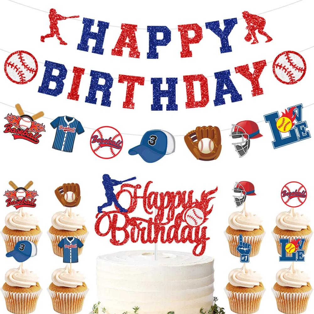 Decorazioni Divertenti per Festa di Compleanno Baseball Striscione Buon Compleanno per Ragazzi Facile da Montare Striscioni in Cartoncino per Celebrazioni
