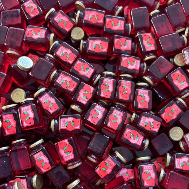 5Pcs 1/12 Dollhouse Strawberry Sauce Jam Jar Dollhouse Miniature Kitchen Food Accessories Dolls House Decorations Toys