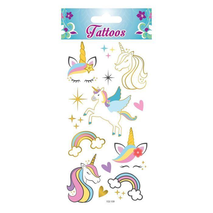 Tatouages temporaires - Licornes - Dorures