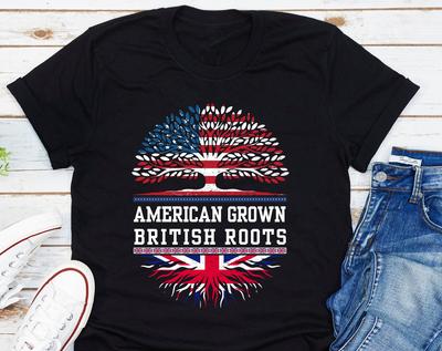 American Grown British Roots T-Shirt, British Flag, American Flag, British Blood Shirt, I'm From England