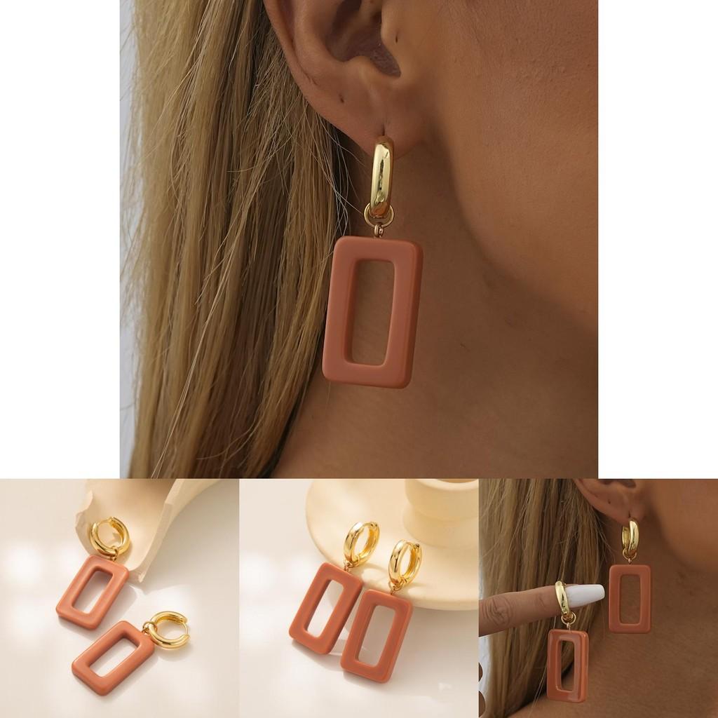 Chic Resin Square Earrings For Women 2023 Trendy Geometric Style