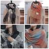 Long Tessel Plaid Wool Scarf Windproof Men Scarf Fashion Winter Cashmere Scarf  Female