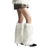 Fuzzy Faux Furs Leg Warmers Furs Heels Long Boots Cuffs Cover Has Elastic One Pair Carnivals Boot Cover Y2K JK Uniform