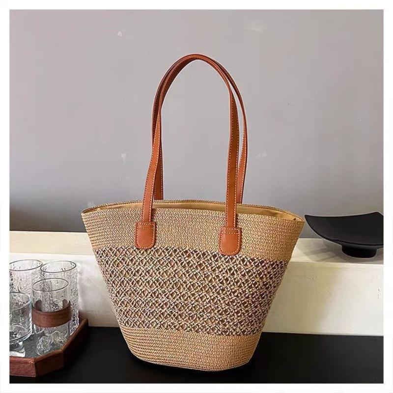 Straw bag women's summer bag fashion tote bag large capacity woven bag bucket bag women's bag