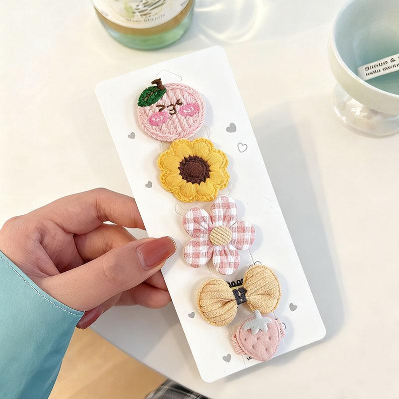 Sladký a roztomilý set kreslených sponek do vlasů s květinami pro děti – Šetrné k vlasům, umělecké sponky do vlasů na bok