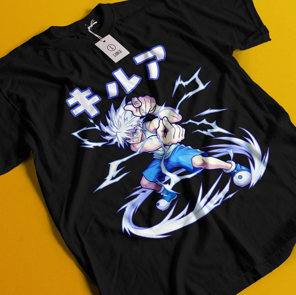 

Killua Tshirt Hisoka Shirt Hunter X Hunter Manga Strip HXH Tee Anime Gon T-Shirt 3XL