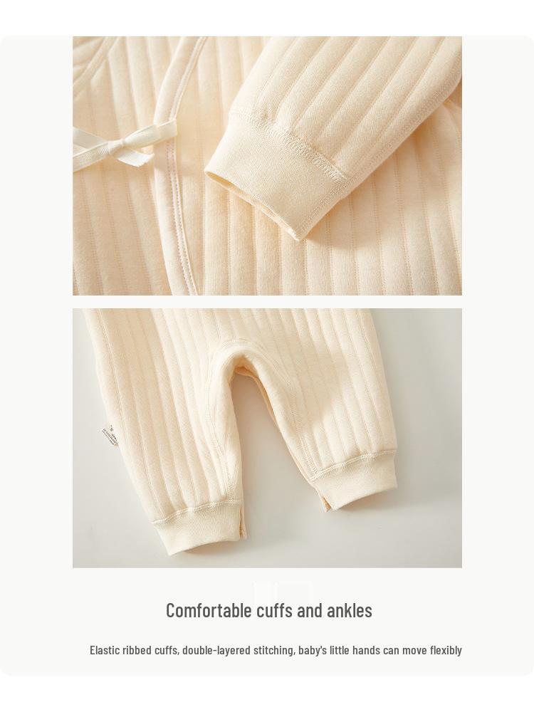 Jingqi Cotton-Padded Newborn Romper: Autumn/Winter Side-Opening Pajamas