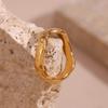 European & American 18K Gold-Plated Retro Wave Ring – Women's Stainless Steel Hand Jewelry