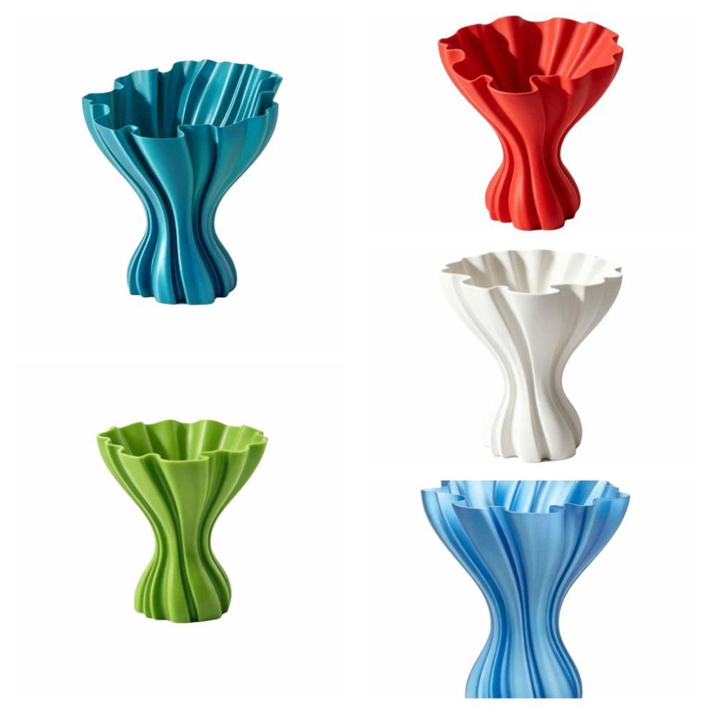 Nordic Style Dress Hem Vase Creative 3D Printing Minimalist Vase Modern Art Twisted Design Desktop Ornament Table
