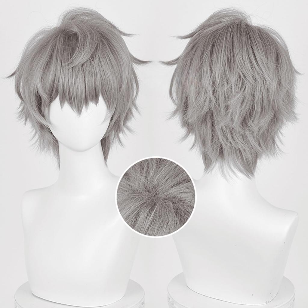 LAOBAO Till Cosplay Wig, Gray, Short Hair, Heat Resistant, Costume Wig, Halloween Costume Accessory (Till A)