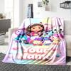 Name Custom Gabby Dollhouse Print Flannel Blanket High Quality Warm Comfortable Cover for All Seasons Perfect for Gifts Home Decor