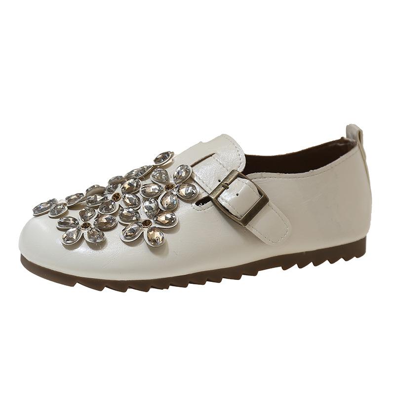 

Стразы универсальные женские весенние новые однопедальные туфли на плоской подошве, модные туфли Doudou на мягкой подошве 40