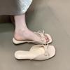 Fashion Square Toe Flat Sandals 2025 Summer New Slip On Fashion Bow-knot One Word Slippers Lightweight Comfortable Casual Shoes