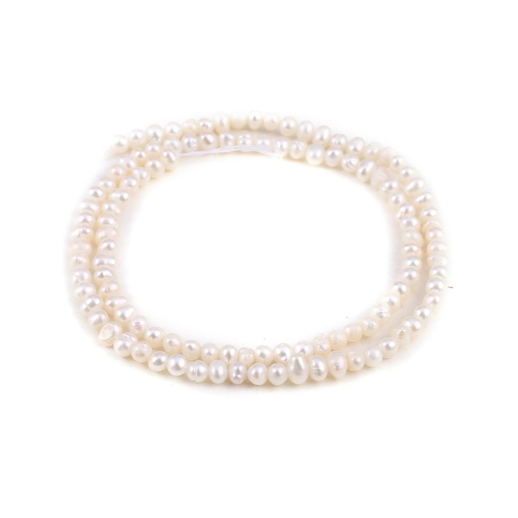 1String, White Potato-shaped Pearl 3-3.5mm, Fashion Women Natural Freshwater Pearl Beads for Jewelry Making DIY Crafts, Luxury Bulk Gifts 36cm