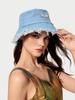 Women Sunscreen Casual Bucket Hat With Silver Letter Badge And Frayed Brim, Suitable For Travel And Shopping Outfits Music Fest