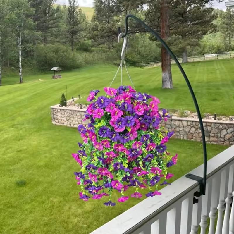 1PCS Artificial Hanging Flowers Silk Morning Glory Fake Flower UV Resistant Outdoor Hanging Plants for Wedding Home Garden Decor