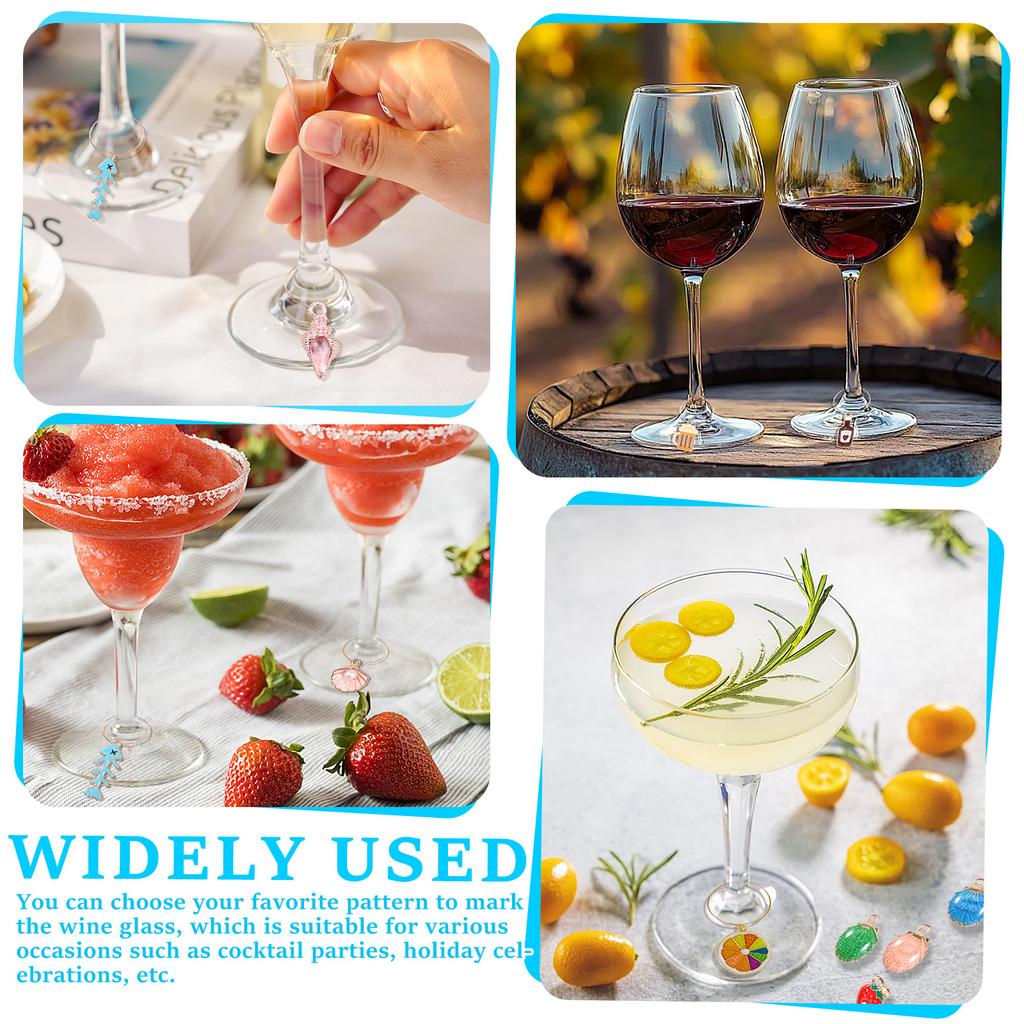 Weinglasmarker Weinglasanhänger Getränkemarker für DIY Halskette Armband Ohrringe Schmuckherstellung Feiertags-Themenparty-Dekor