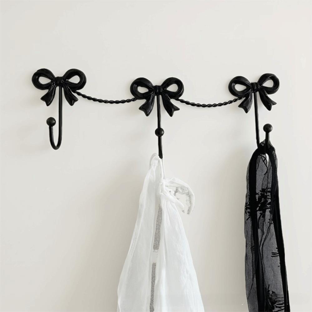 Cute Wall Mounted Bow Wall Hooks Room Decoration Hanging Metal Bow Hooks Iron Three-Bows Hooks Bedroom Bathroom