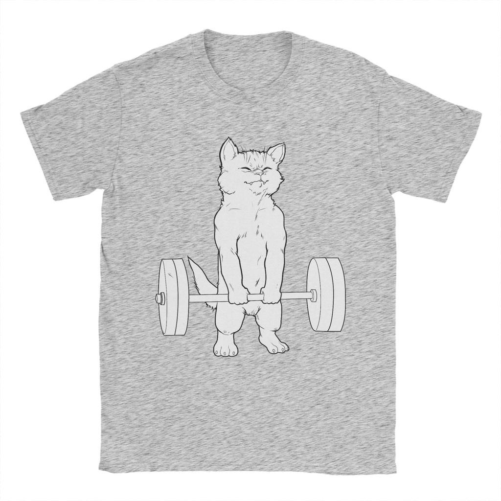 Cat Deadlift Powerlifting T Shirt Summer  Pure Cotton TShirts For Men Harajuku Casual Tee Shirt ShortSleeved Y2K Funny Tops
