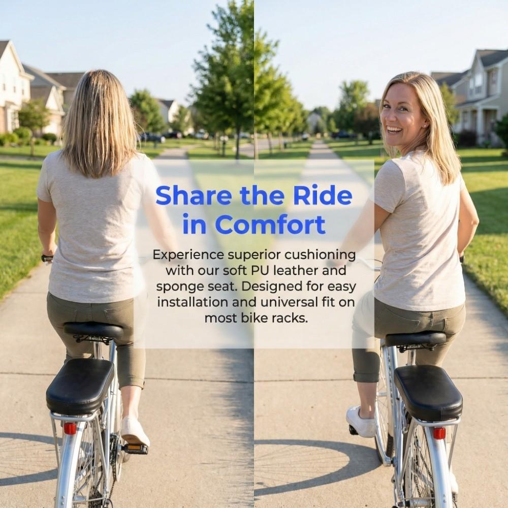 2PCS Wide Bike Rear Saddle Cushion Soft Bike Back Seat Cushion Bike Carrier Pad  Enhanced Comfort