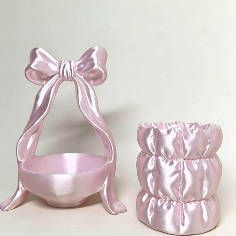 3D Printing Bow-Shaped Storage Tray Ins Lolita-Style Princess Dress Makeup Brush Pen Holder Desktop Cosmetic Jewelry Storage Box