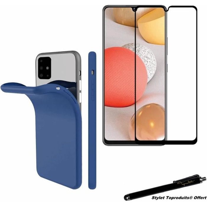 Coque de protection - Toproduits® - Samsung Galaxy A02S - Souple - Verre trempé - Bords noirs