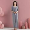 Ice Silk Couple Pajama Set - Seamless, Solid Color, Short Sleeve Sleepwear for Men & Women, Ideal for Spring/Summer