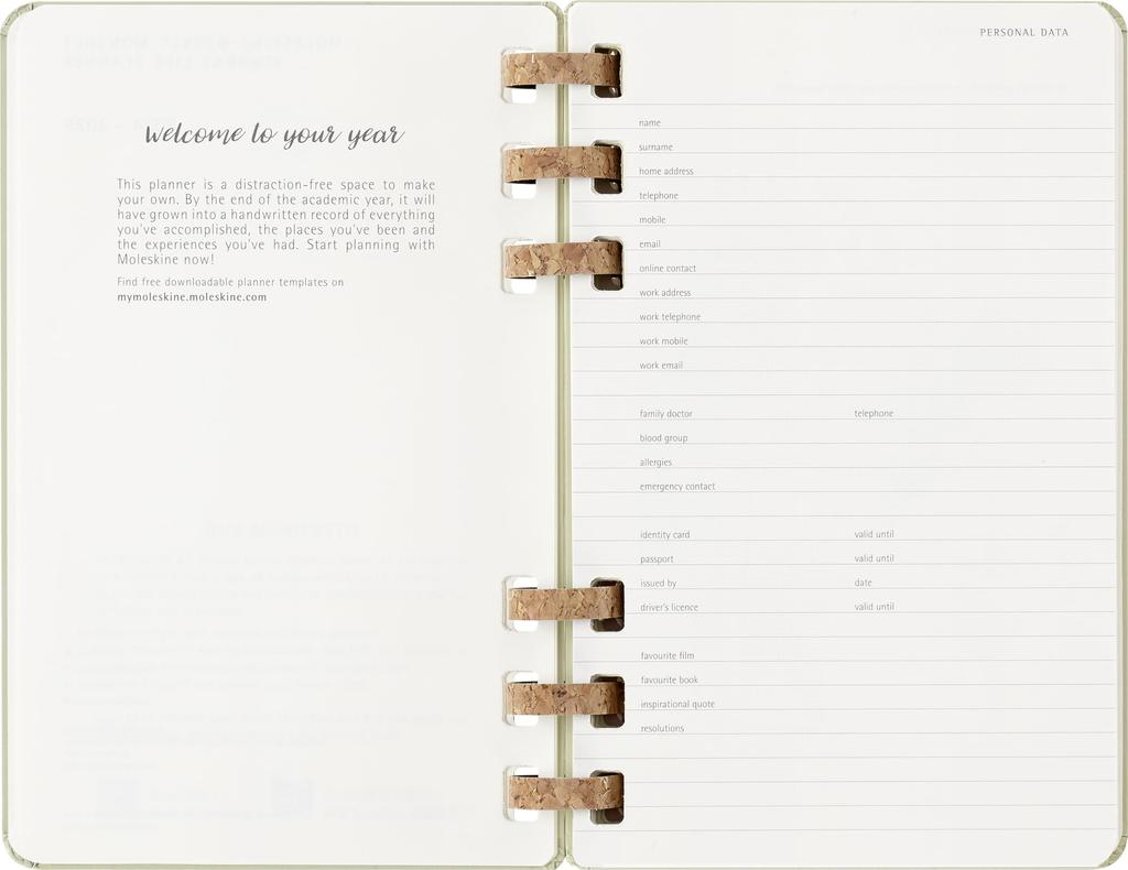 Moleskine 2026 Januar Spiral Akademisch Großformat x DHSPP2912MWH3Y26 Planer, Start, 12-Monats-Tagebuch, (13cm 21cm), Mandel,