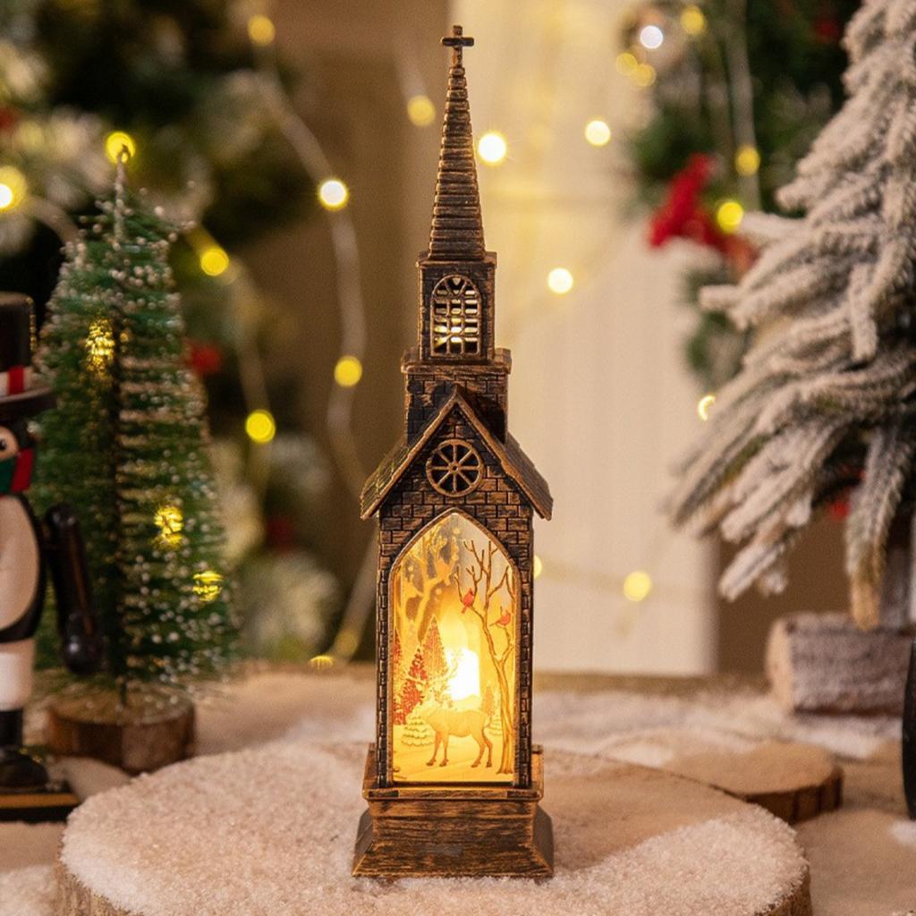 Decorative Christmas Illuminated House Ornaments Creative Night Lights Electronic Candle Lamps Christmas