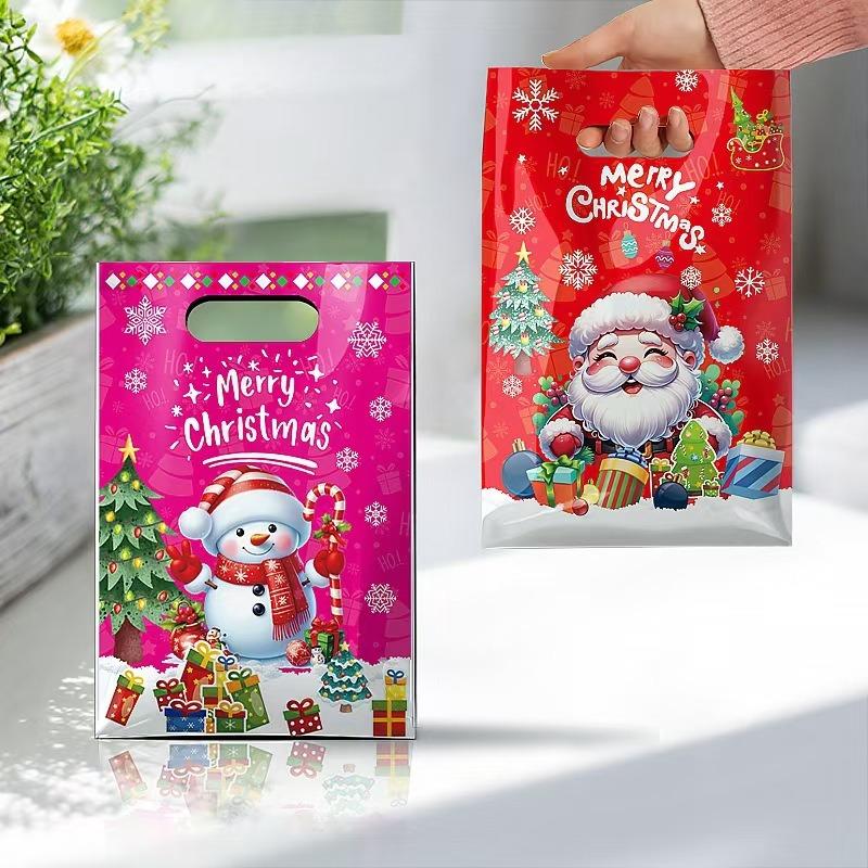 10/25/50Pcs Christmas Gift Bags Christmas Party Decoration  Xmas Santa Claus Snowman Cute Hand Bags New Year Gift