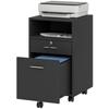 Lockable Two-Drawer Filing Cabinet, with Wheels - Black