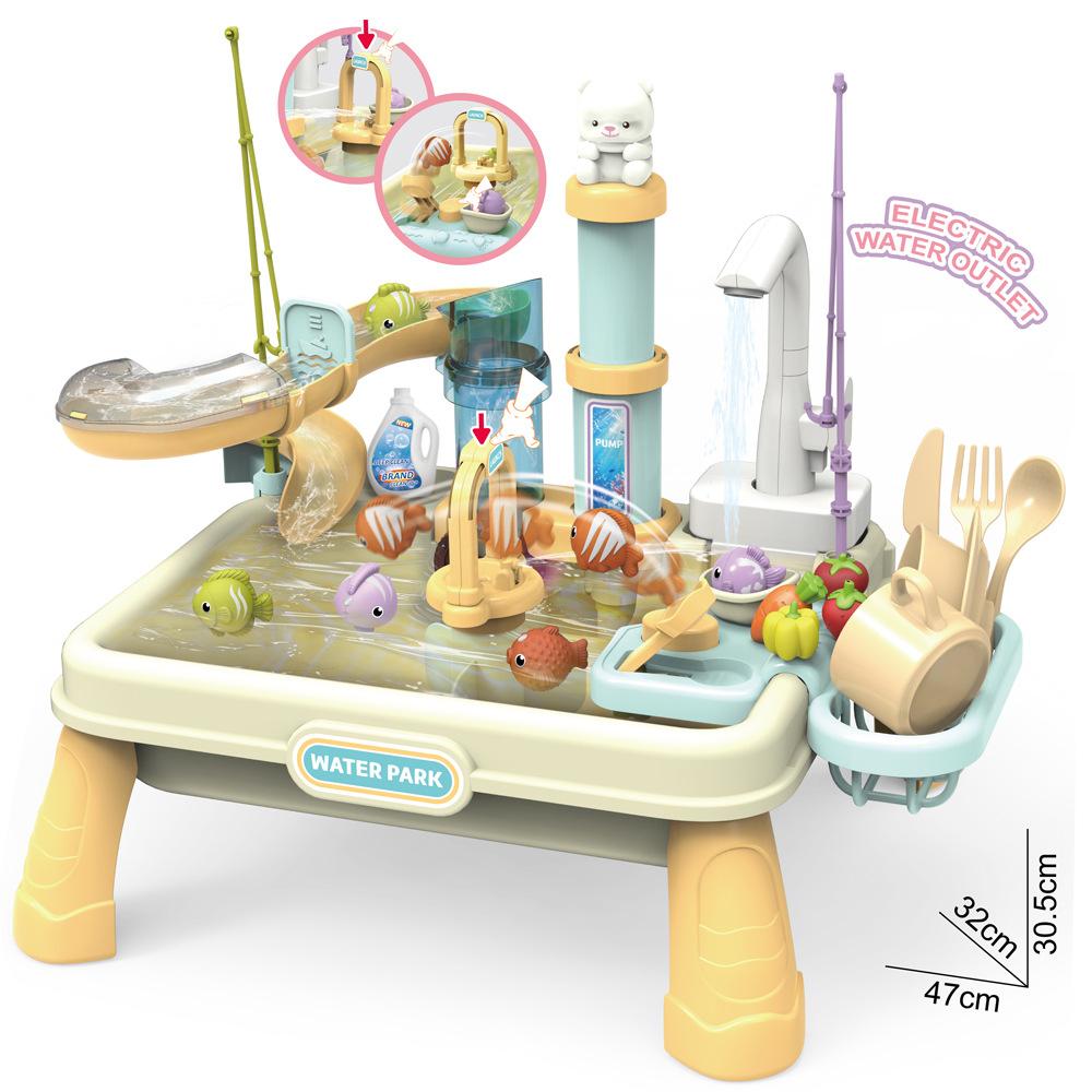 Playing House Children'S Electric Water Pressure Lift Dishwasher Kitchen Wash Basin Set Fishing Water Toy