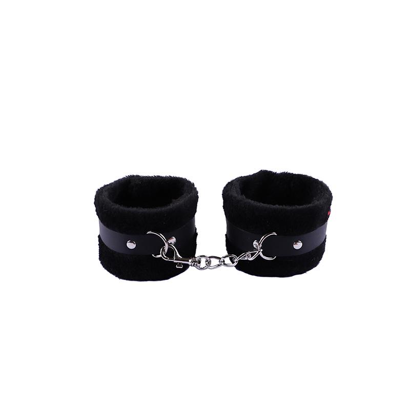 Adjustable PU Leather Plush Handcuffs Blindfold Restraints Bondage Sex Toy Accessories For Women Adults Games