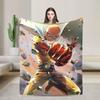 Anime One Punch Man Fleece Throw Blanket Saitama Cartoon Blankets for Home Office Lightweight Bedding Throws,