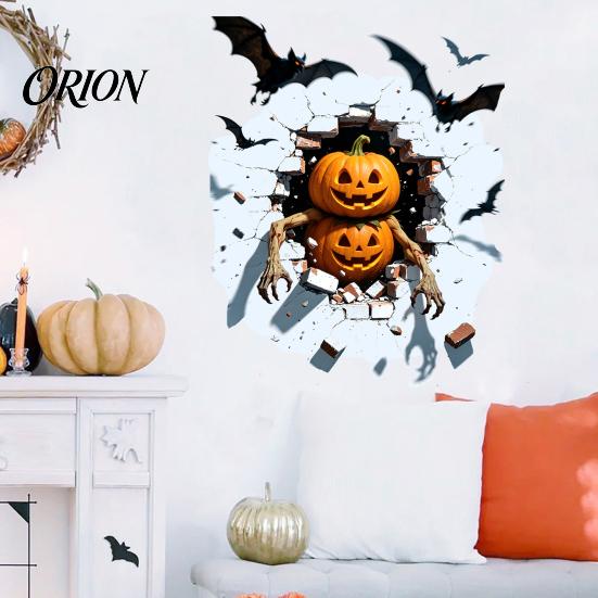 Waterproof Pvc Wall Art Halloween Sticker, Realistic Pumpkin/Zombie/Werewolf/Clown Print, PVC Self-Adhesive Decals, Indoor Holiday Door Window Decals