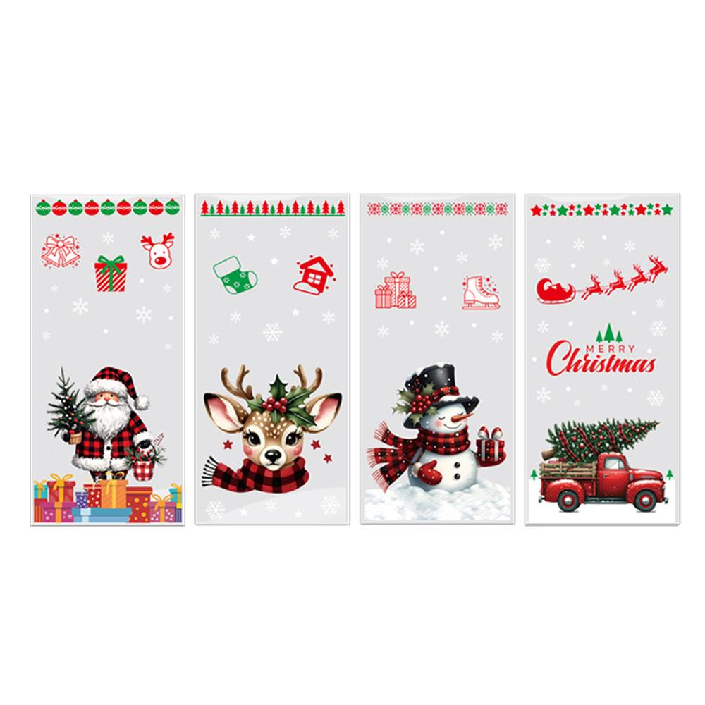 

Runtow 50 шт. пакетов для упаковки рождественских подарков с рисунками Санта-Клауса, оленей и снеговика, зимняя упаковка для рождественских подарков