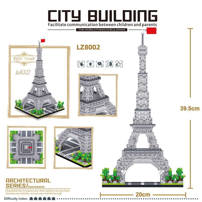 3585 de bucăți, modele de arhitectură mondială, blocuri de construcție, turnul Eiffel din Paris, micro cărămizi de construcție, jucării DIY pentru cadou pentru copii