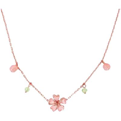 Romantische Charme Rosa Kirschblüte Pendent Halskette Für Frauen Korea Stil Zirkon Blume Schlüsselbein Kette Partei Schmuck Halsband Geschenk