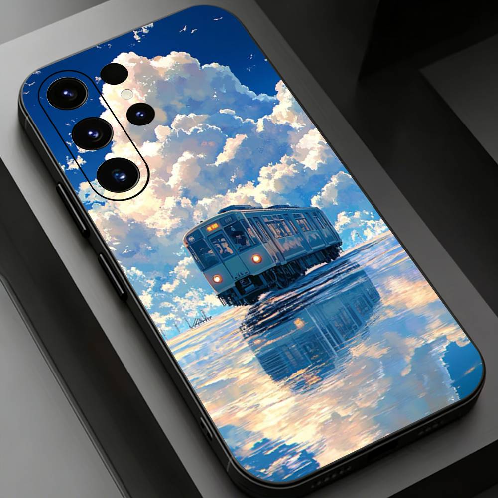Retro Japanese Vintage Train Phone case for Samsung Galaxy S24,25,26,23 22,21,S20 Plus Ultra FE soft fundas cases