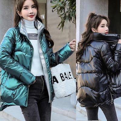 New Winter Jacket Parkas Women Glossy Down Cotton Jacket Hooded Parka Warm Female Cotton Padded Jacket Casual Outwear