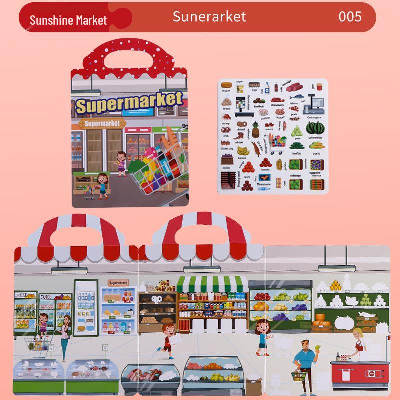 Cross-Border Activity Handbag: Jelly Stickers & Quiet Scene Puzzle Book for Kids