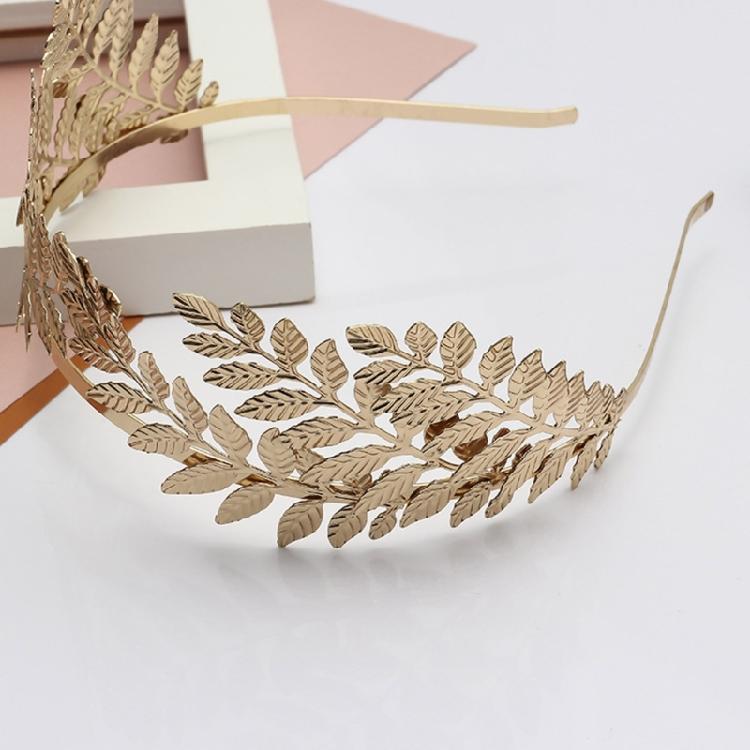 Baroque Style Wedding Party Headband Model Show Hairband with Leaves Headband