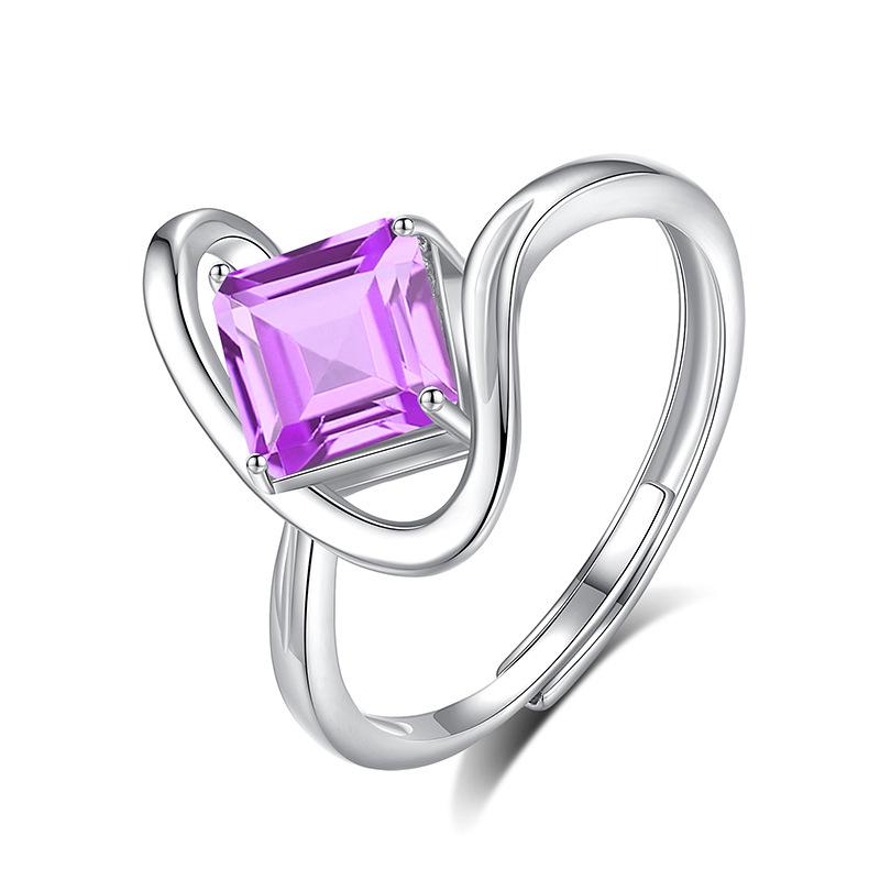 

Niche light luxury inlaid square natural crystal stone ring women s s925 silver twisted arm ring fashion vintage jewelry gift adjustable opening