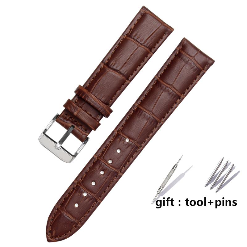 For Brand Genuine Leather Black Watchband Straps Size 12mm 14mm 15mm 16mm 18mm 19mm 20mm 21mm 22mm 24mm Watch Wristband Bracelet