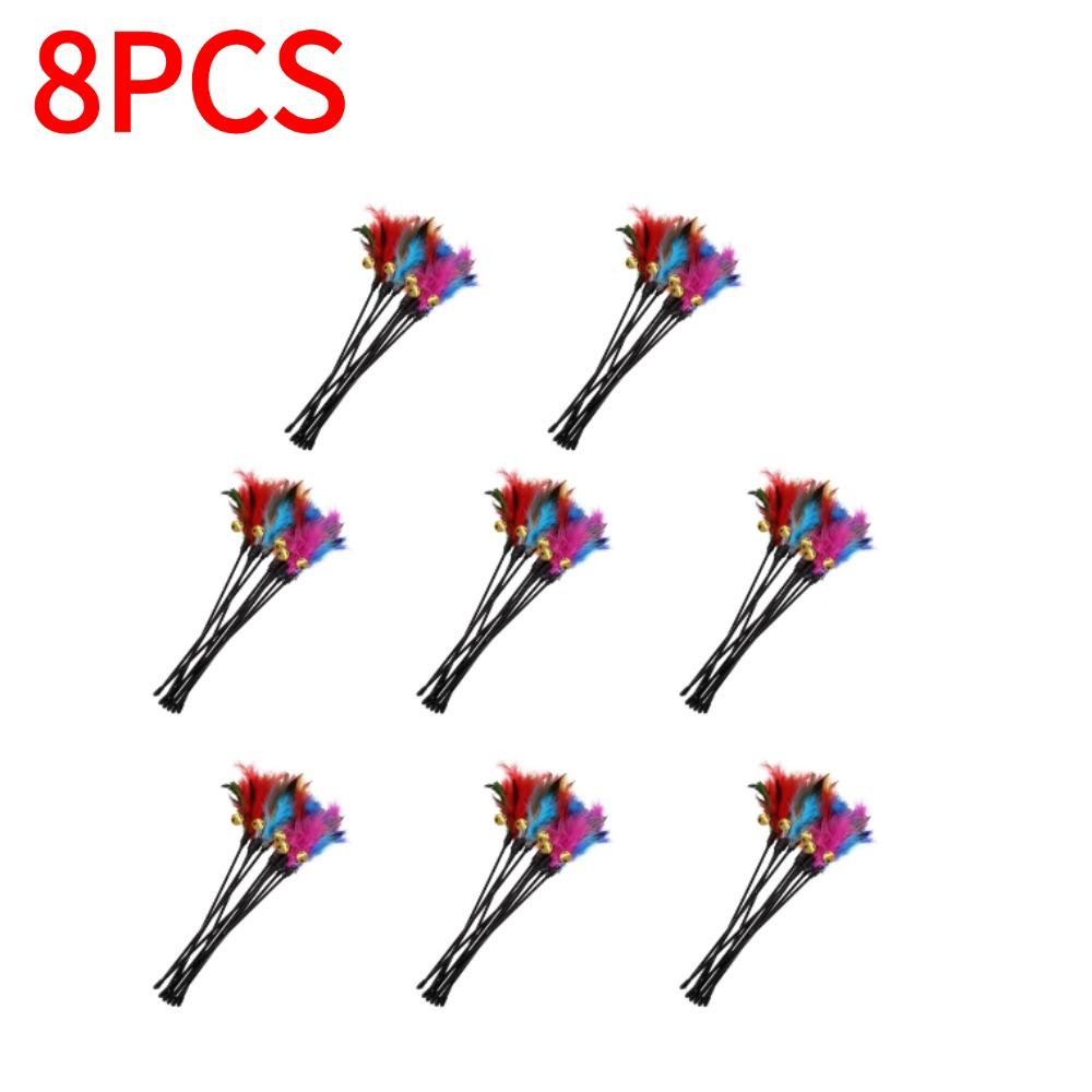 5pcs/set Cat Interactive Wand Colorful Feather Chicken Feather Cat Stick Bell Portable Creative Fashion Novelty Pet Cat Supplies