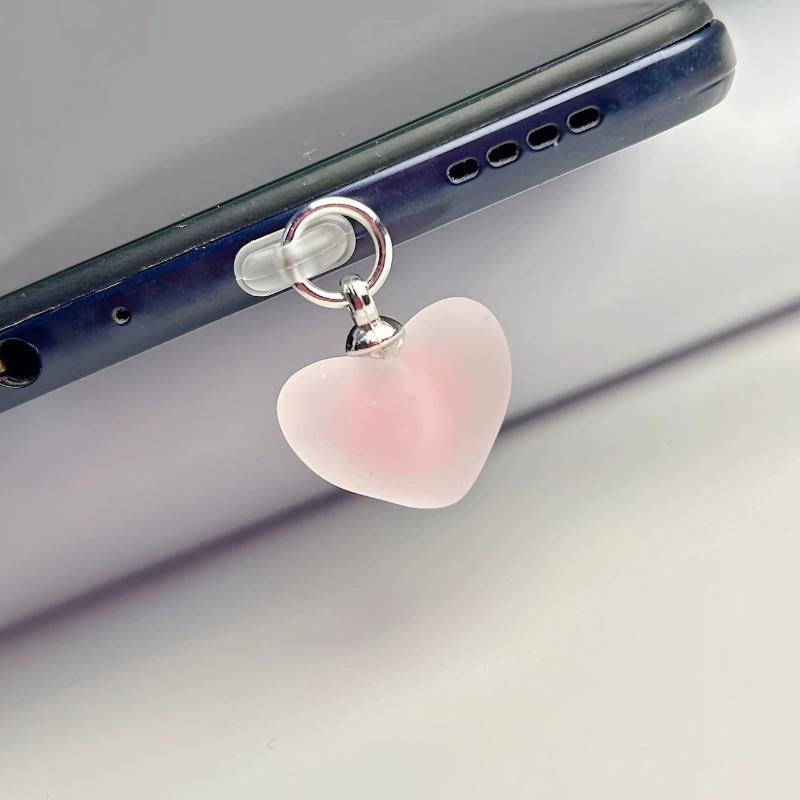 Candy Color Love Heart Shaped Phone Dust Plug Phone For Type-C Phone Accessories Heart Shaped Phone Dust Plug Pendant