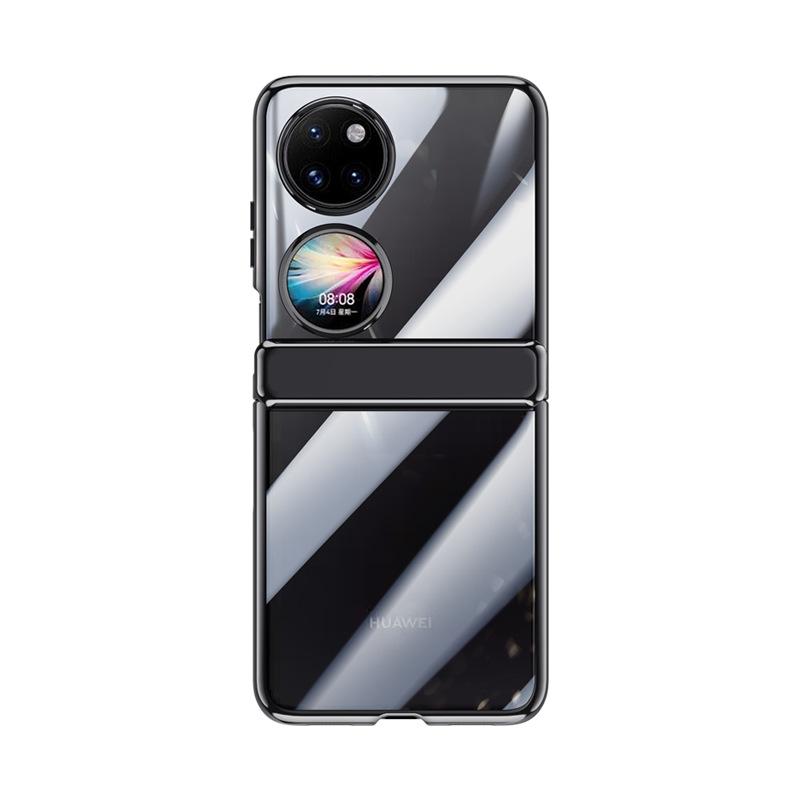 

Suitable for Huawei P50Pocket Mobile Phone Case Electroplated Transparent Central Shaft Spring Hinge 50pockets Full Cover Anti-fall HUAWEI P50 Pocket S