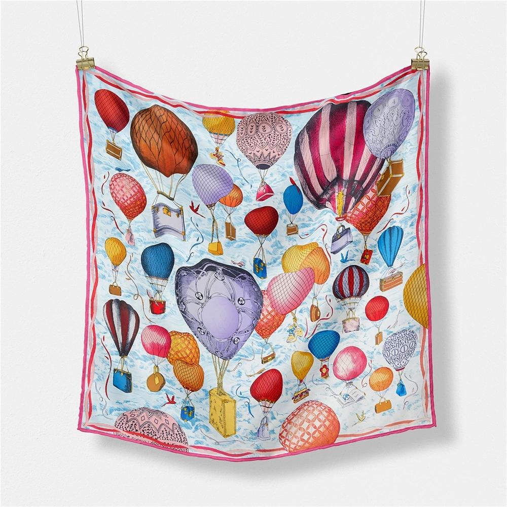 

French Style 53CM Versatile Balloon Printed Small Square Scarf Women s Decorative Headband Scarf 53x53cm