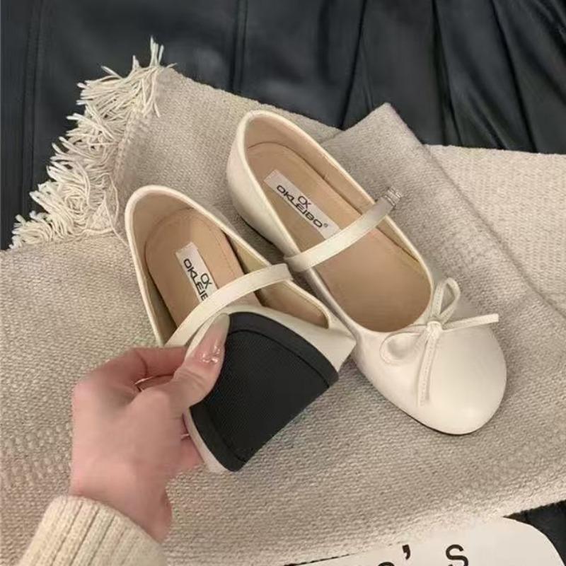 Autumn temperament versatile silver bow with Mary Jane single shoes women's shoes